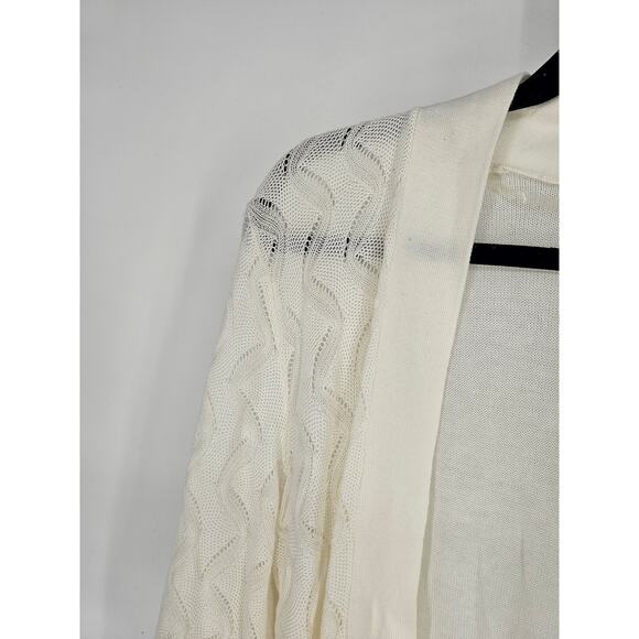 89th & Madison Women's White Long Sleeve Open Front Acrylic Cardigan Size M - Picture 2 of 4